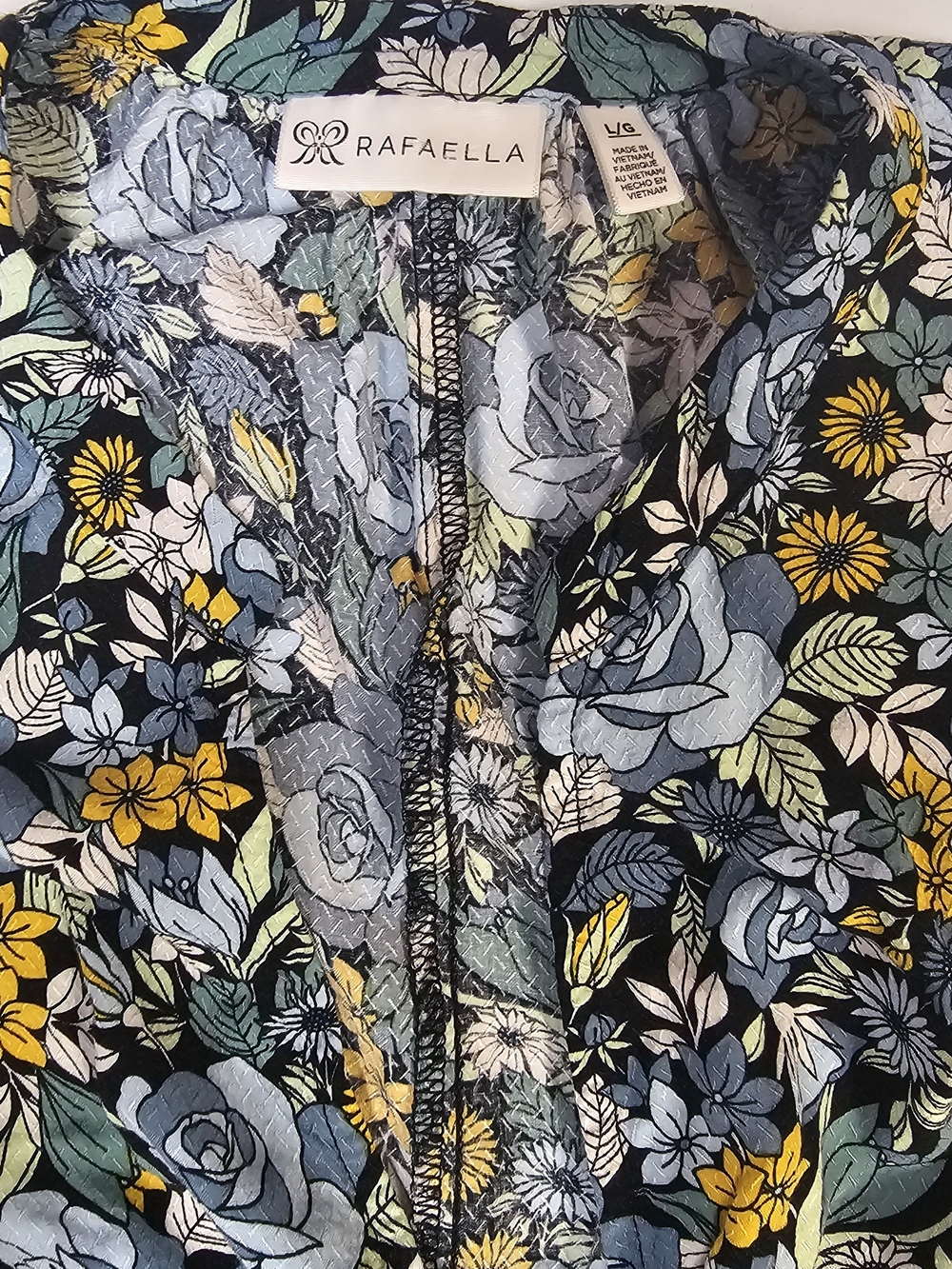 Rafaella Floral Top in Blue & Yellow Front Overlay